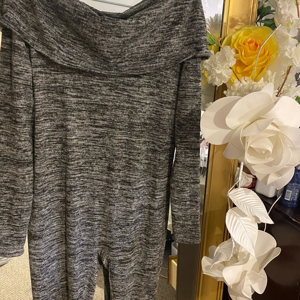 Gray off the Shoulder Jumpsuit/Bodysuit